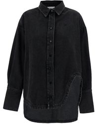 The Attico - Diana Oversized Shirt With Asymmetric Hem And Logo Embroidery - Lyst