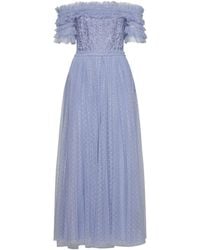 Needle & Thread - Midsummer Lace And Tulle Off-shoulder Ankle Gown - Lyst