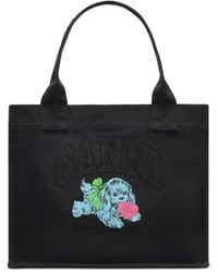 Ganni - Recycled Cotton Large Tote Bag - Lyst