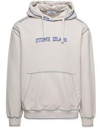 Stone Island - Hoodie With Contrasting Logo Embroidery - Lyst