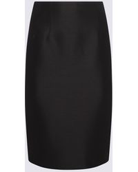 Versace - Black Wool And Silk Blend Pencil Skirt - Lyst