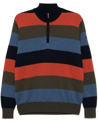 Paul & Shark - Striped Half Zip Wool Sweater - Lyst