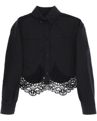 Burberry - Cropped Shirt With Macrame Lace Insert - Lyst