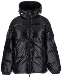 Pyrenex - 'sten' Black Down Jacket With Drawstring Hood And Logo Patch On The Sleeve In Tech Fabric Unisex - Lyst