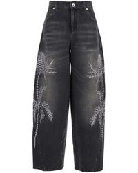 Blumarine - Black Jeans With Belt Loops And Embroidery On The Front In Denim Woman - Lyst