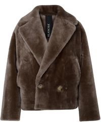 Blancha - Short Brown Leather Fur Coat - Lyst