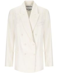 Essentiel Antwerp - Hollow Pinstriped Double-Breasted Jacket - Lyst