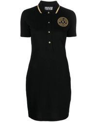 Versace - Short Sleeves Polo Neck Mini Dress - Lyst