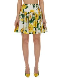 Dolce & Gabbana - Short Skirt With Flower Print - Lyst