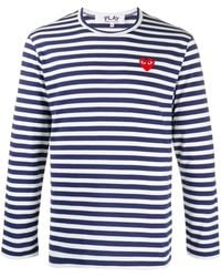 COMME DES GARÇONS PLAY - Logo Striped Cotton T-shirt - Lyst