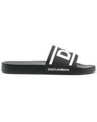 Dolce & Gabbana Portofino Drip Pool Slide Sandals - Black