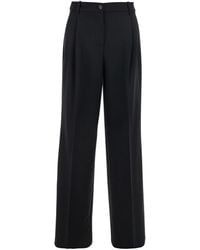 Pinko - Black Tailored Trousers With Front Pleats In Cotton Woman - Lyst