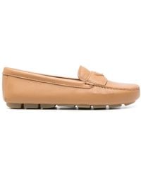 Prada - Triangle-logo Leather Driving Loafers - Lyst