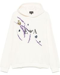 Emporio Armani - Printed Cotton Hoodie - Lyst