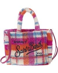 Mc2 Saint Barth - Wooly Colette Handbag With Fringes And Tartan Pattern - Lyst