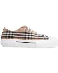 Burberry - Checked Motif Canvas Sneakers - Lyst