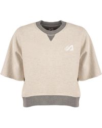 Autry - Melange Cotton Jersey Cropped Sweatshirt - Lyst