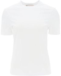 Tory Burch - Regular T-Shirt With Embroidered Logo - Lyst