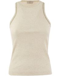 Peserico - Ribbed Top In Cotton Yarn - Lyst