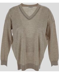 Brunello Cucinelli - Cashmere And Silk Blend V-Necked Sweater - Lyst