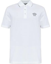 Versace - Classic Cotton Polo Shirt With Embroidered Emblem - Lyst