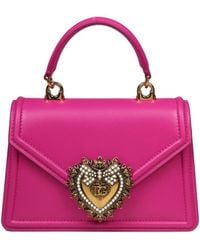 Dolce & Gabbana - Small Devotion Handbag In Shocking Pink Leather - Lyst