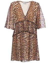ワンピース GANNI Stripe Suiting V-neck FittedDress Ganni Striped Suiting V-Neck Fitted Dress in Grey | Lyst Canada