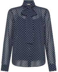 Michael Kors - Blouse With Polka Dot Print And Bow Collar - Lyst