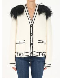 Dolce & Gabbana Cashmere And Faux Fur Cardigan - White