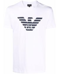 Emporio Armani - Pima-jersey T-shirt With Logo Print - Lyst