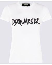 DSquared² - White And Black Cotton T-shirt - Lyst