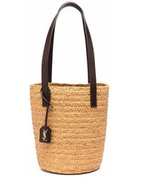 Saint Laurent - Panier Small Raffia Bucket Bag - Lyst