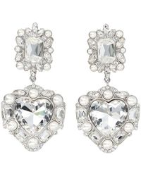 Self-Portrait - Crystal Pearl Tiered Heart Earrings - Lyst
