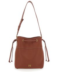 Pinko - Bucket Bag With Metallic Love Birds Logo On The Front - Lyst