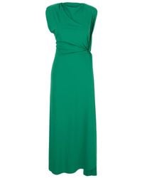 Victoria Beckham - Asymmetric Drape Midi Dress - Lyst