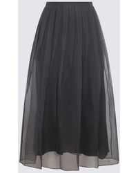 Brunello Cucinelli - Dark Silk Skirt - Lyst