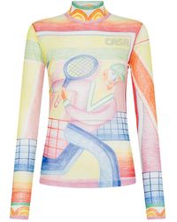 Casablanca - High-Neck Tennis Graphic Print T-Shirt - Lyst