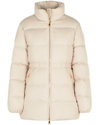 Moncler - 'brossette' Short Beige Polyester Down Jacket - Lyst