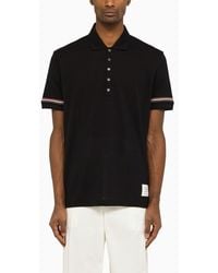 Thom Browne - Short Sleeved Navy Polo Shirt With Patch - Lyst