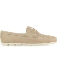 Prada - Sand Suede Driver Loafers - Lyst