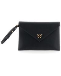 Pinko - Clutch Bag With Metal Plate And Love Birds Logo - Lyst
