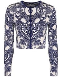 Etro - Cropped Jacquard Knit Cardigan - Lyst