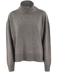 Fabiana Filippi - Luxurious Wool-Silk-Cashmere Turtleneck Sweater With Sequin Collar - Lyst