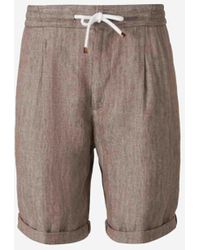 Brunello Cucinelli - Bermuda Shorts With Linen Clips - Lyst