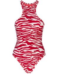 The Attico - Zebra Print One-Piece Swimsuit - Lyst