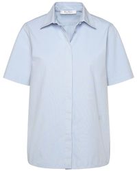 Max Mara - 'adunco' Light Blue Cotton Blend Shirt - Lyst