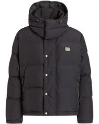 Dolce & Gabbana - Plaque Hooded Down Jacket - Lyst