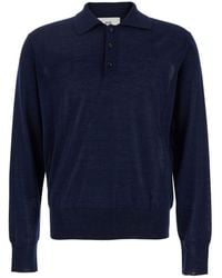 Ami Paris - Knit Polo With Tone-On-Tone Embroidered Logo - Lyst