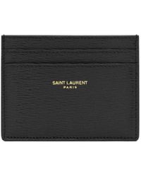 Saint Laurent - Paris Credit Card Case In Grain De Poudre Embossed Leather - Lyst