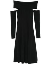 Alberta Ferretti - Midi Dress With Bardot Neckline And Cut-Out Detail - Lyst